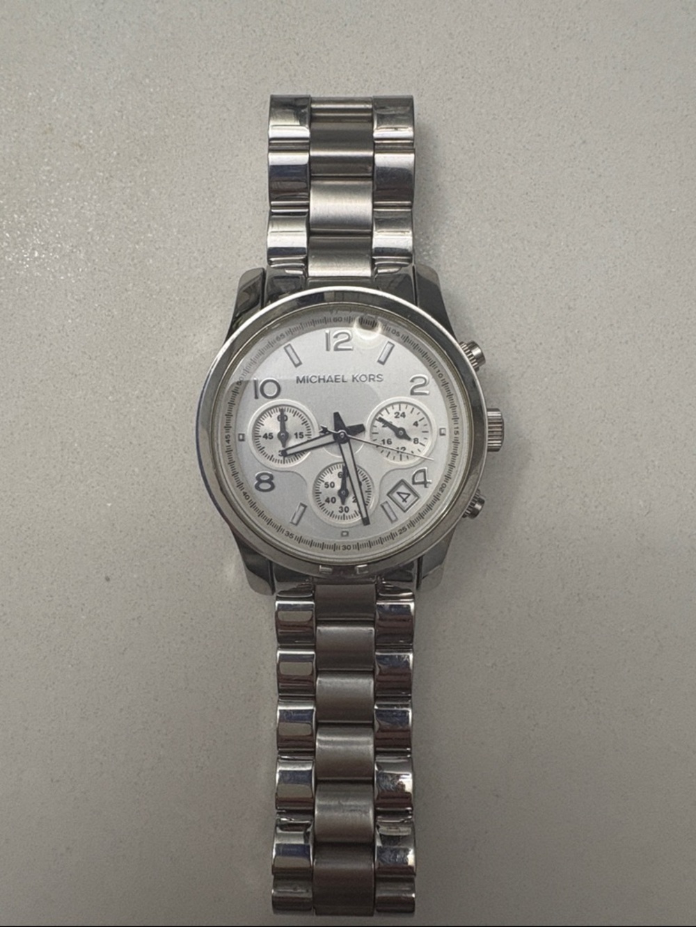 Vintage Michael Kors Silver-Tone Chronograph Bracelet Watch